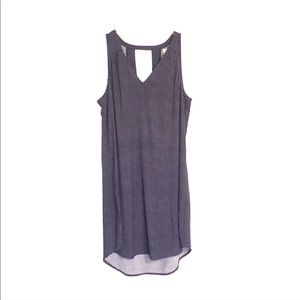 Navy and white floral sleeves dress.